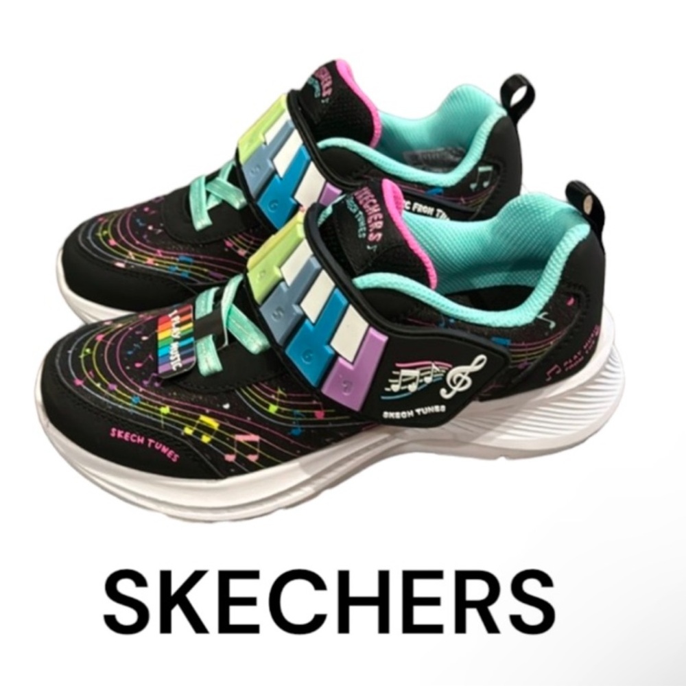 Skechers Black and Multicolor Kids Sneakers